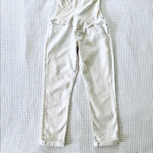 7 For All Mankind Maternity White Cropped Denim